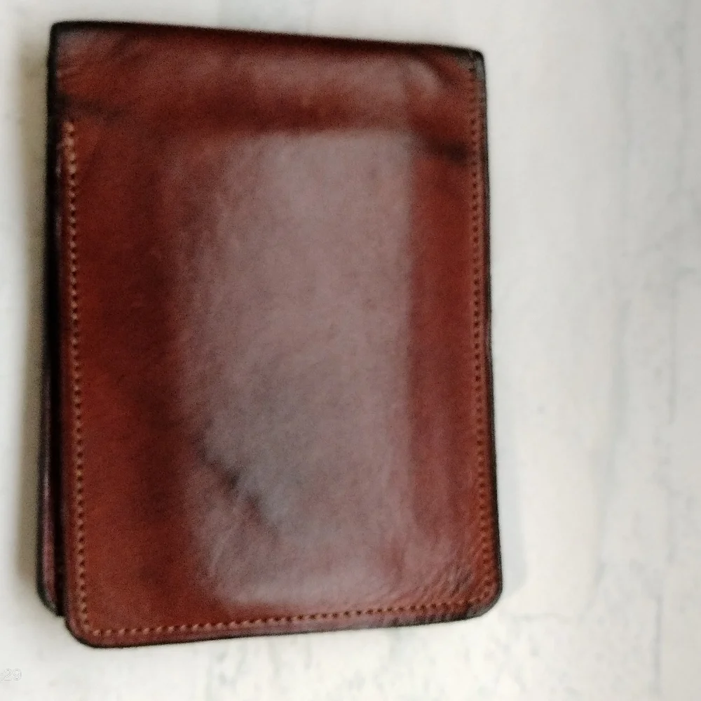 Rossi Caruso Men's Bi-fold Wallet Leather Card Holder Two Cash Slots Brown